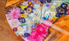 Sheri's Flower Garden- Handmade Flower Epoxy Resin Side Table With Dual Live Edge and Flower River