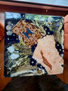 Handmade Wedding bouquet flower preserved in a beautiful square end Table