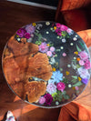 Handmade Live Edge Flower Resin Table