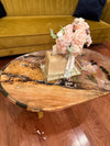 Oval Live Edge Floral Epoxy Table
