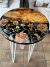 Live Edge Floral Resin Side Table