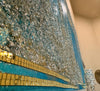 Handmade Blue/Teal and Gold Mirror Ultra Shiny Glittery Canvas Art Painting - Extra Large 36 x 60"