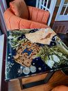 Handmade Wedding bouquet flower preserved in a beautiful square end Table