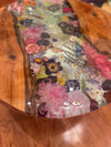 Sheri's Flower Garden- Handmade Flower Epoxy Resin Side Table With Dual Live Edge and Flower River