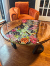 Sheri's Flower Garden- Handmade Flower Epoxy Resin Side Table With Dual Live Edge and Flower River