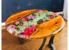 Sheri's Flower Garden- Handmade Flower Epoxy Resin Side Table With Dual Live Edge and Flower River