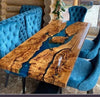 Handmade white epoxy resin river table with beautiful maple live edge wood