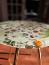 Handmade Oval Coffee Resin Epoxy Table With Real Dried Flowers