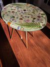 Handmade Oval Coffee Resin Epoxy Table With Real Dried Flowers