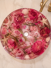 Handmade Epoxy resin floral sink basin in pink