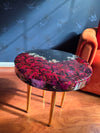 Preserved roses-Handmade epoxy resin flower side table with beautiful red roses